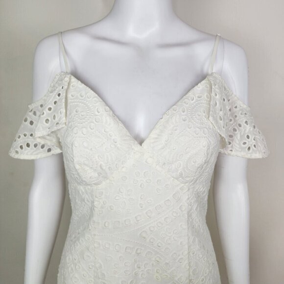 Yumi Kim Off the Shoulder Mermaid Silhouette Eyelet Maxi Dress Small - Picture 2 of 16